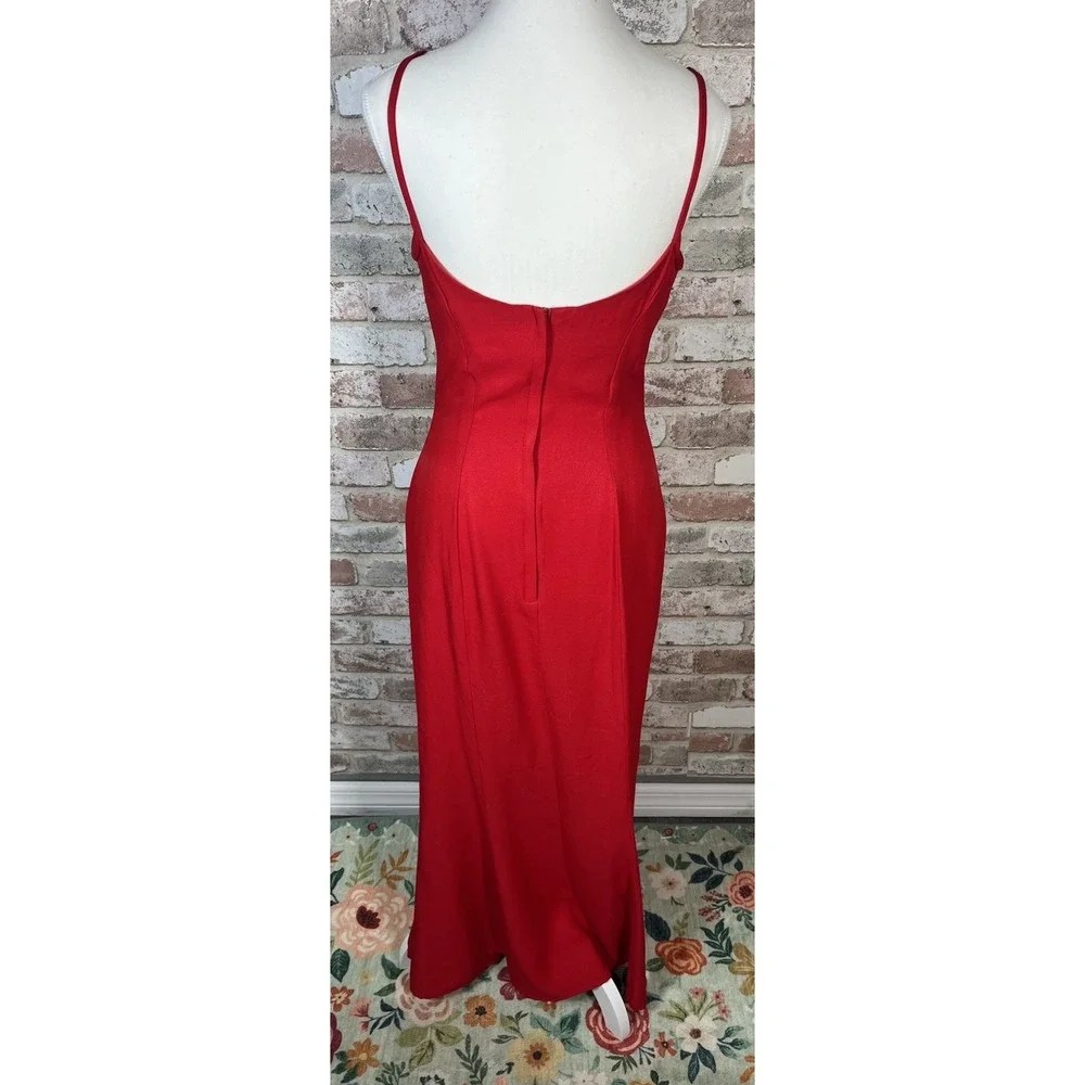 Vintage 1990's Jessica McClintock Red Prom Gown Rhinestone Neckline Sz 9/10‎